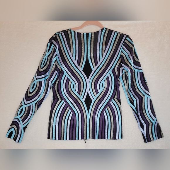 Cartise striped ribbon full zip blazer size 2 - Picture 5 of 7